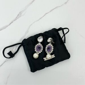MIU MIU Swallow Bird Crystal Pearl Drop Earrings